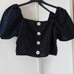 Women's Black and White Crop Top